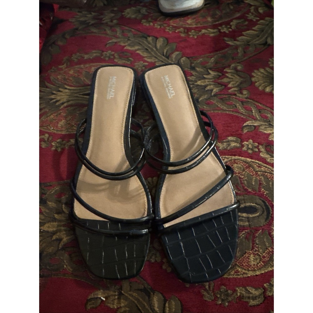 Michael Shannon Women's Raised Sandal Black Slip On Size 10